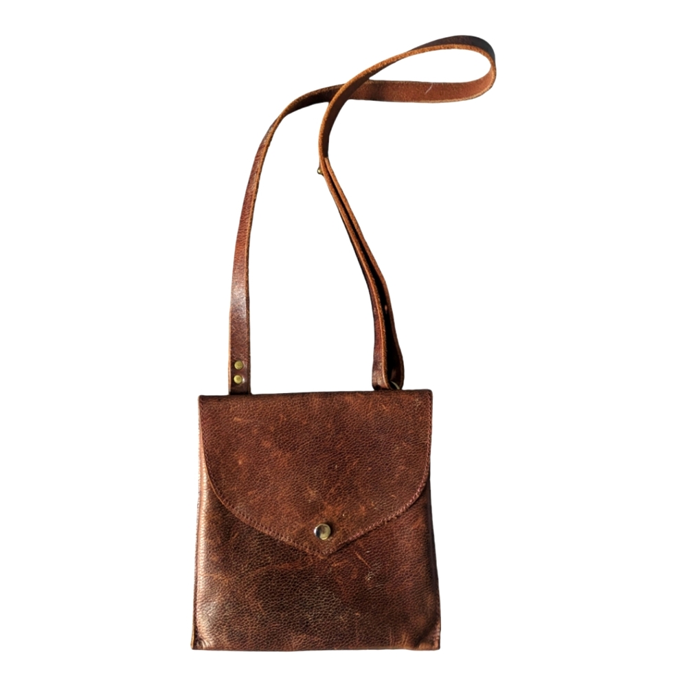 Unique Handcrafted Genuine Leather Brown Purse Satchel